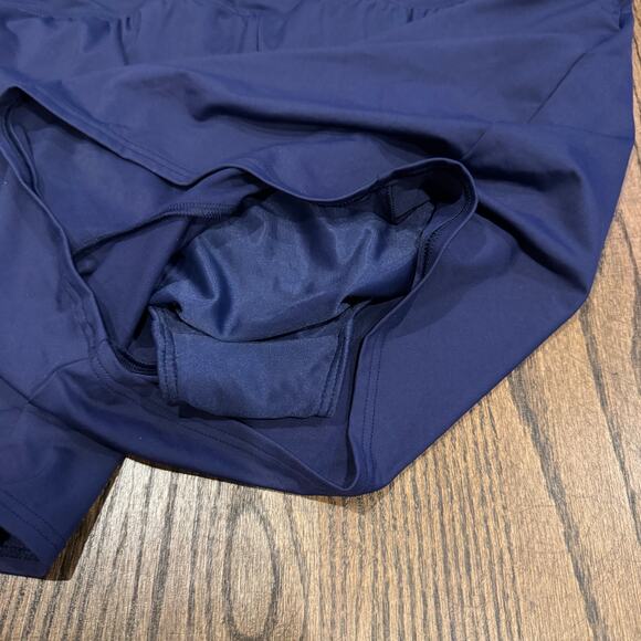 Lands End Women Navy Blue  Swim Suit Shorts Attached Brief Pockets Plus Size 18W - Picture 4 of 7
